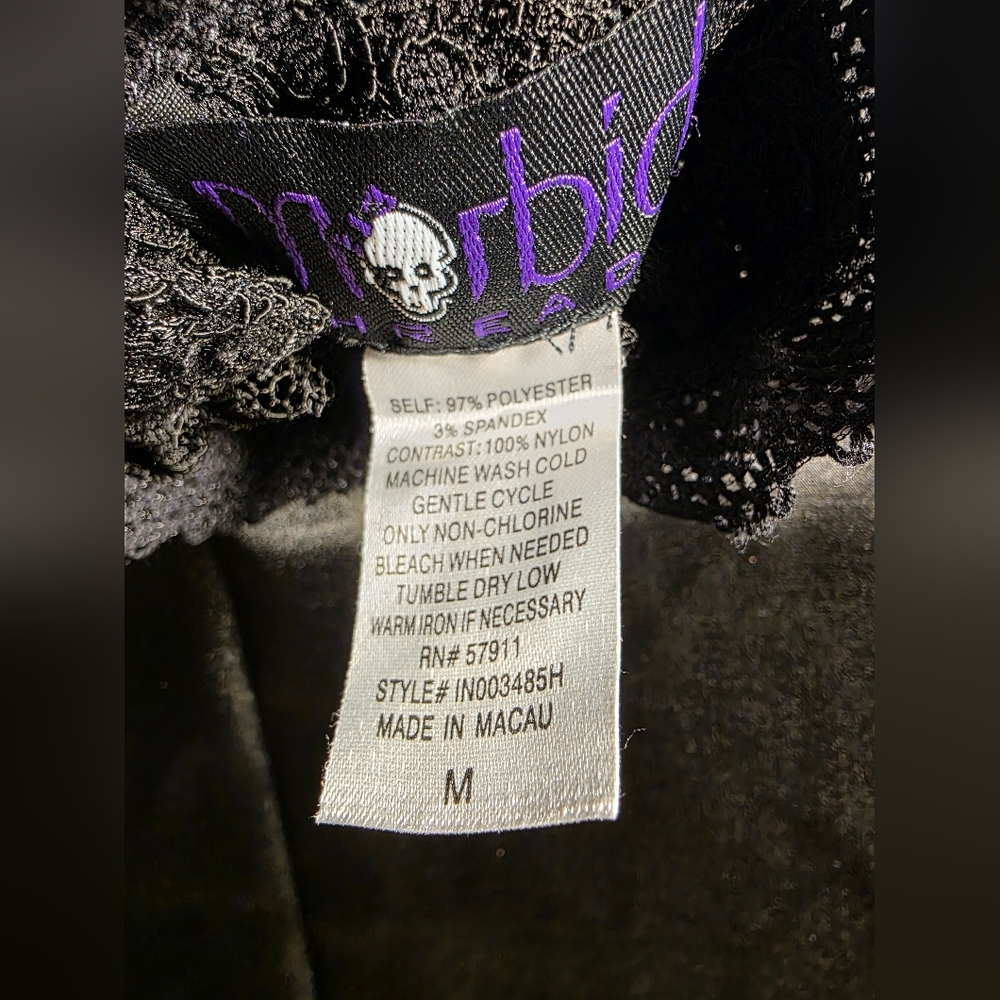 Morbid Threads Sz M Vintage Chic Black Lace Mock Neck Top Gothic - Picture 5 of 10